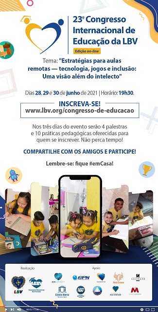 Vem aí o 23º Congresso Internacional de Educação da LBV – edição on-line!